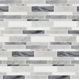 Elida Ceramica Bianca Blended 12-in x 12-in Polished Natural Stone Marble Linear Mosaic Wall Tile