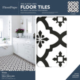 FloorPops Black 12-in x 12-in Water Resistant Peel and Stick Vinyl Tile Flooring, 20-sq ft Carton