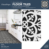 FloorPops Black and White 2.76-mil x 12-in W x 12-in L Water Resistant Peel and Stick Vinyl Tile Flooring