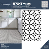 FloorPops Fleur Black & White 12-in x 12-in Peel and Stick Vinyl Floor Tiles, Water-Resistant, 20-sq ft Coverage