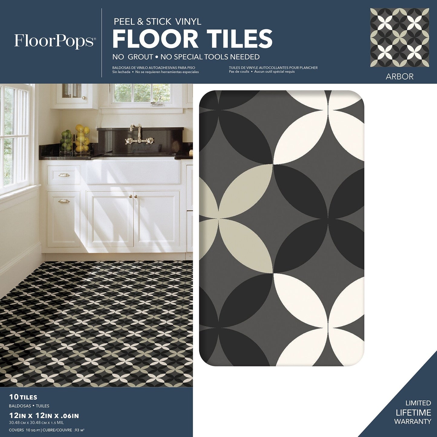 FloorPops Neutral 12-in x 12-in Water Resistant Peel and Stick Vinyl Tile Flooring (20-sq ft)
