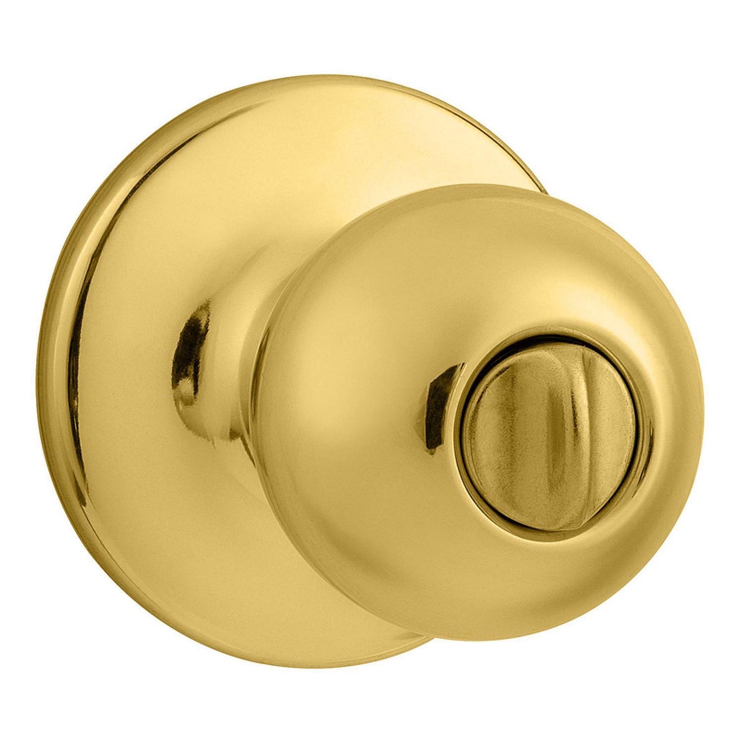 Kwikset Polo Polished Brass Privacy Knob, Right or Left Handed