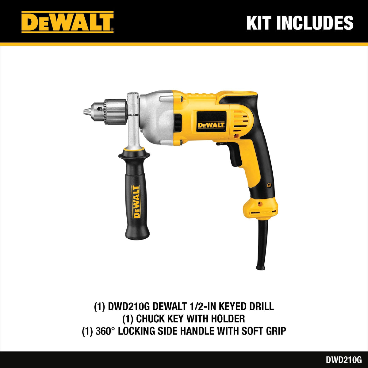 DEWALT 10-Amp 1/2-in Keyed Corded Drill, DWD210G
