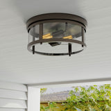 Progress Lighting Gunther 12.625-in Antique Bronze Transitional Incandescent Flush Mount Light
