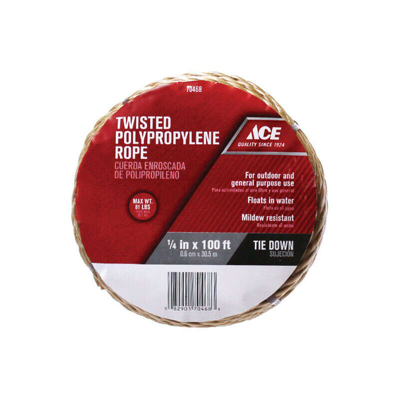 Ace 1/4 in. D x 100 ft. L Brown Twisted Polypropylene Rope