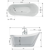 67 in. Acrylic Right Drain Oval Flat Bottom Freestanding Bathtub in White - Super Arbor