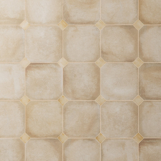 Affinity Tile Laverton Octagon Beige with Taco Beige 8-in x 8-in Matte Porcelain Cement look Multi-shaped Floor and Wall Tile product image