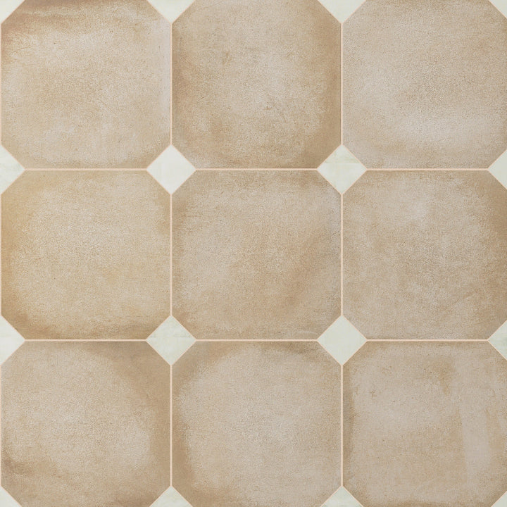 Affinity Tile Laverton Octagon Beige with Taco Nieve 8-in x 8-in Matte Porcelain Cement look Multi-shaped Floor and Wall Tile product image