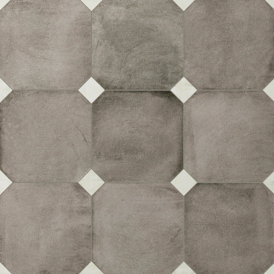 Affinity Tile Laverton Octagon Grafito with Taco Nieve 8-in x 8-in Matte Porcelain Cement look Multi-shaped Floor and Wall Tile product image
