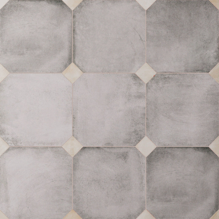 Affinity Tile Laverton Octagon Gris with Taco Arena 8-in x 8-in Matte Porcelain Cement look Multi-shaped Floor and Wall Tile product image