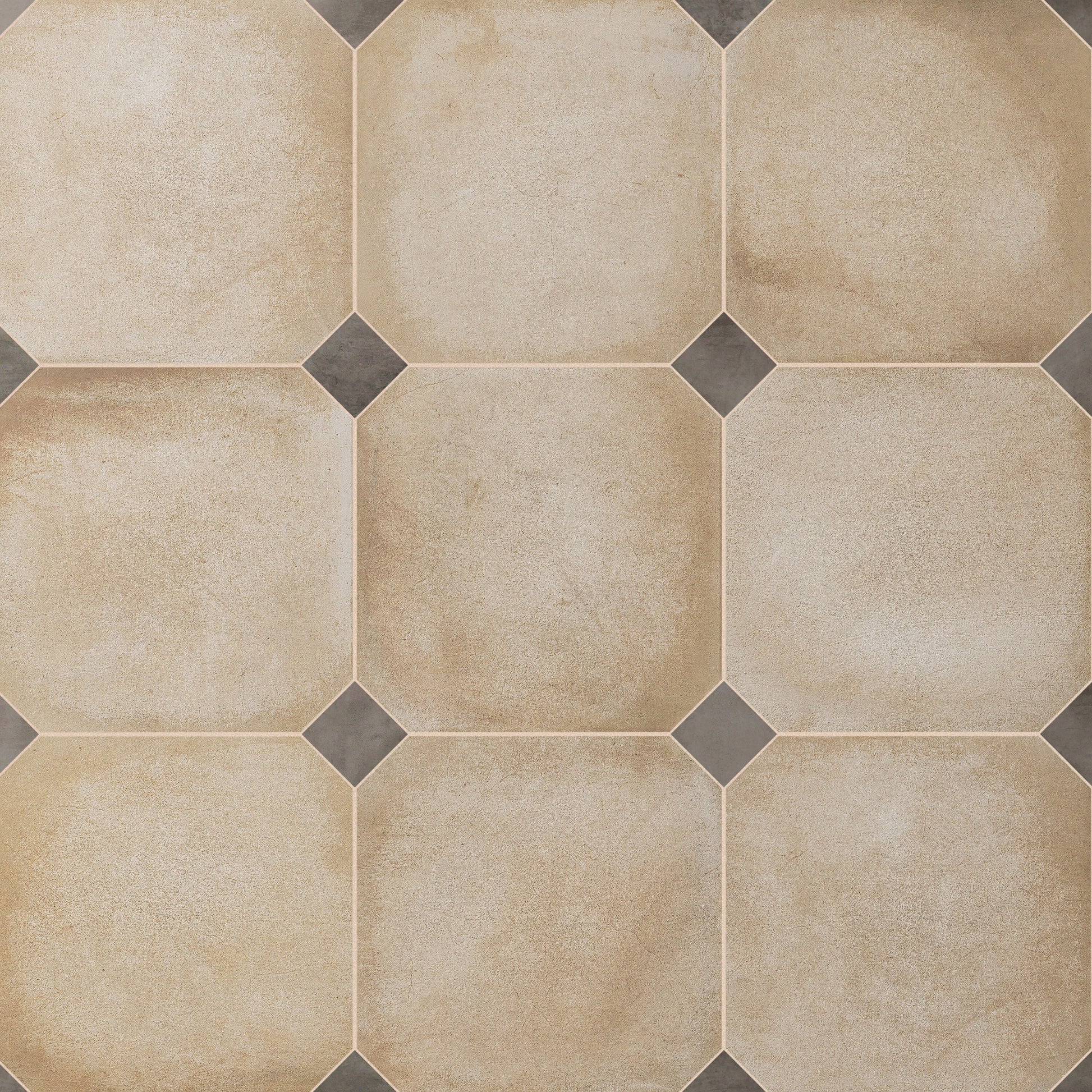 Affinity Tile Laverton Octagon Beige with Taco Grafito 8-in x 8-in Matte Porcelain Cement look Multi-shaped Floor and Wall Tile product image