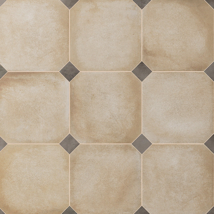 Affinity Tile Laverton Octagon Beige with Taco Grafito 8-in x 8-in Matte Porcelain Cement look Multi-shaped Floor and Wall Tile product image