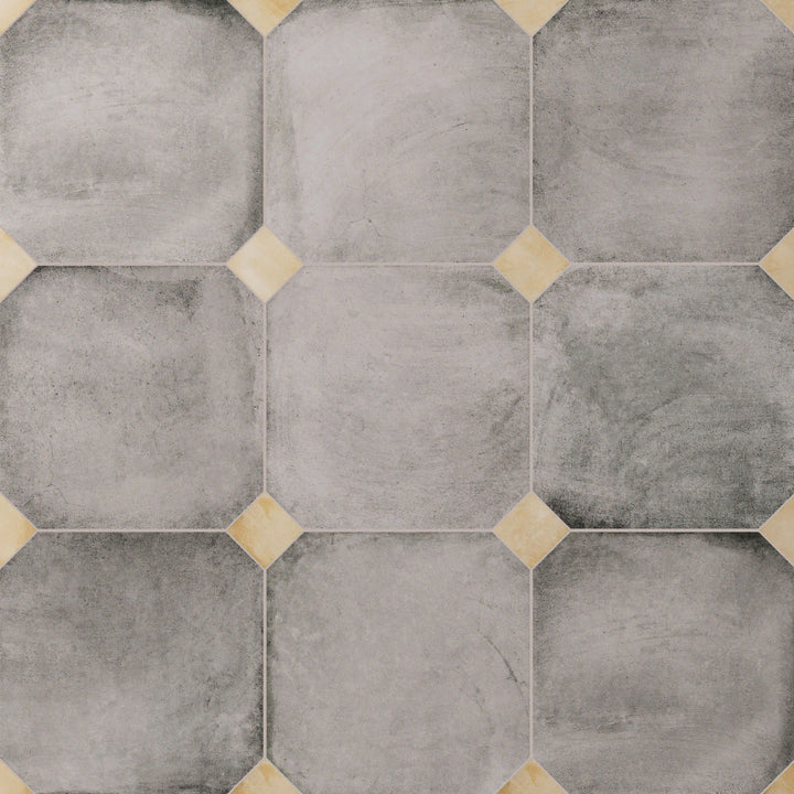 Affinity Tile Laverton Octagon Gris with Taco Beige 8-in x 8-in Matte Porcelain Cement look Multi-shaped Floor and Wall Tile product image