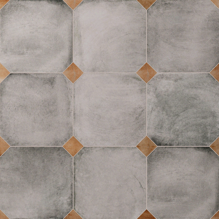 Affinity Tile Laverton Octagon Gris with Taco Natural 8-in x 8-in Matte Porcelain Cement look Multi-shaped Floor and Wall Tile product image