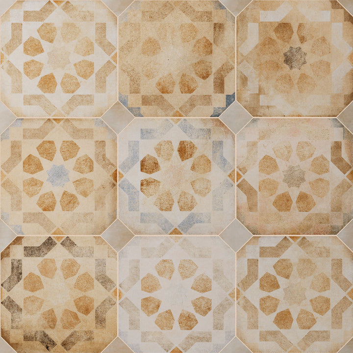Affinity Tile Laverton Octagon Deco Multicolor with Taco Arena 8-in x 8-in Matte Porcelain Cement look Multi-shaped Floor and Wall Tile product image