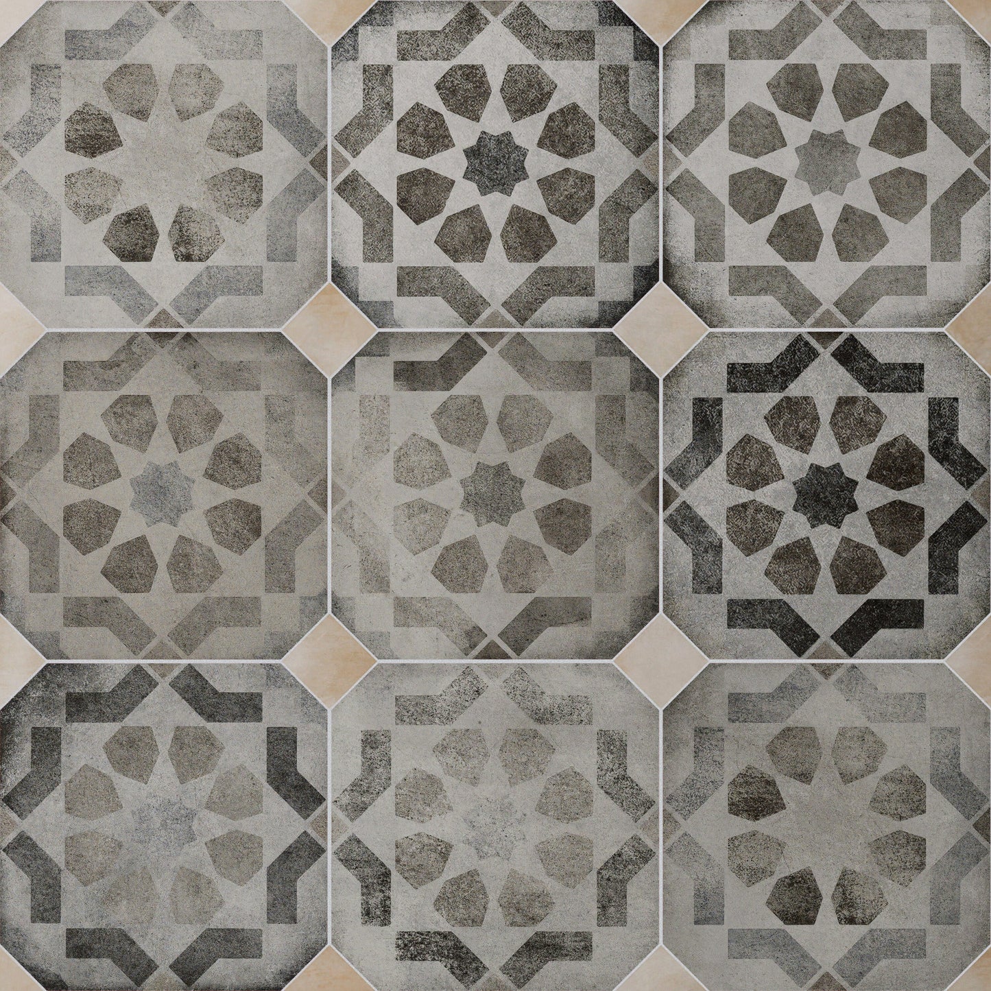 Affinity Tile Laverton Octagon Deco Sombra with Taco Arena 8-in x 8-in Matte Porcelain Cement look Multi-shaped Floor and Wall Tile product image