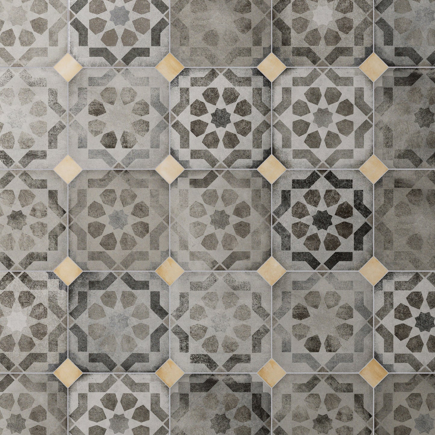 Affinity Tile Laverton Octagon Deco Sombra with Taco Beige 8-in x 8-in Matte Porcelain Cement look Multi-shaped Floor and Wall Tile product image