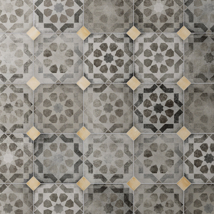 Affinity Tile Laverton Octagon Deco Sombra with Taco Beige 8-in x 8-in Matte Porcelain Cement look Multi-shaped Floor and Wall Tile product image