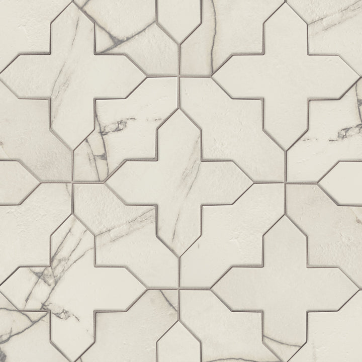 Affinity Tile Istanbul Templar Shield Day with Day Cross 8-in x 8-in Multi-finish Porcelain Marble look Multi-shaped Floor and Wall Tile product image