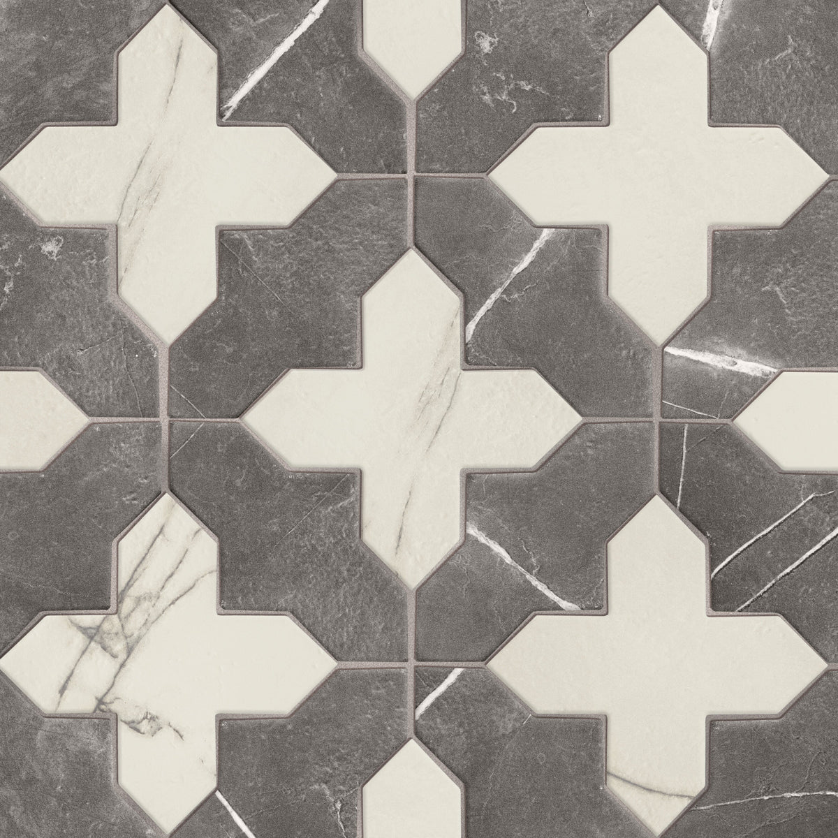 Affinity Tile Istanbul Templar Shield Night with Day Cross 8-in x 8-in Multi-finish Porcelain Marble look Multi-shaped Floor and Wall Tile product image