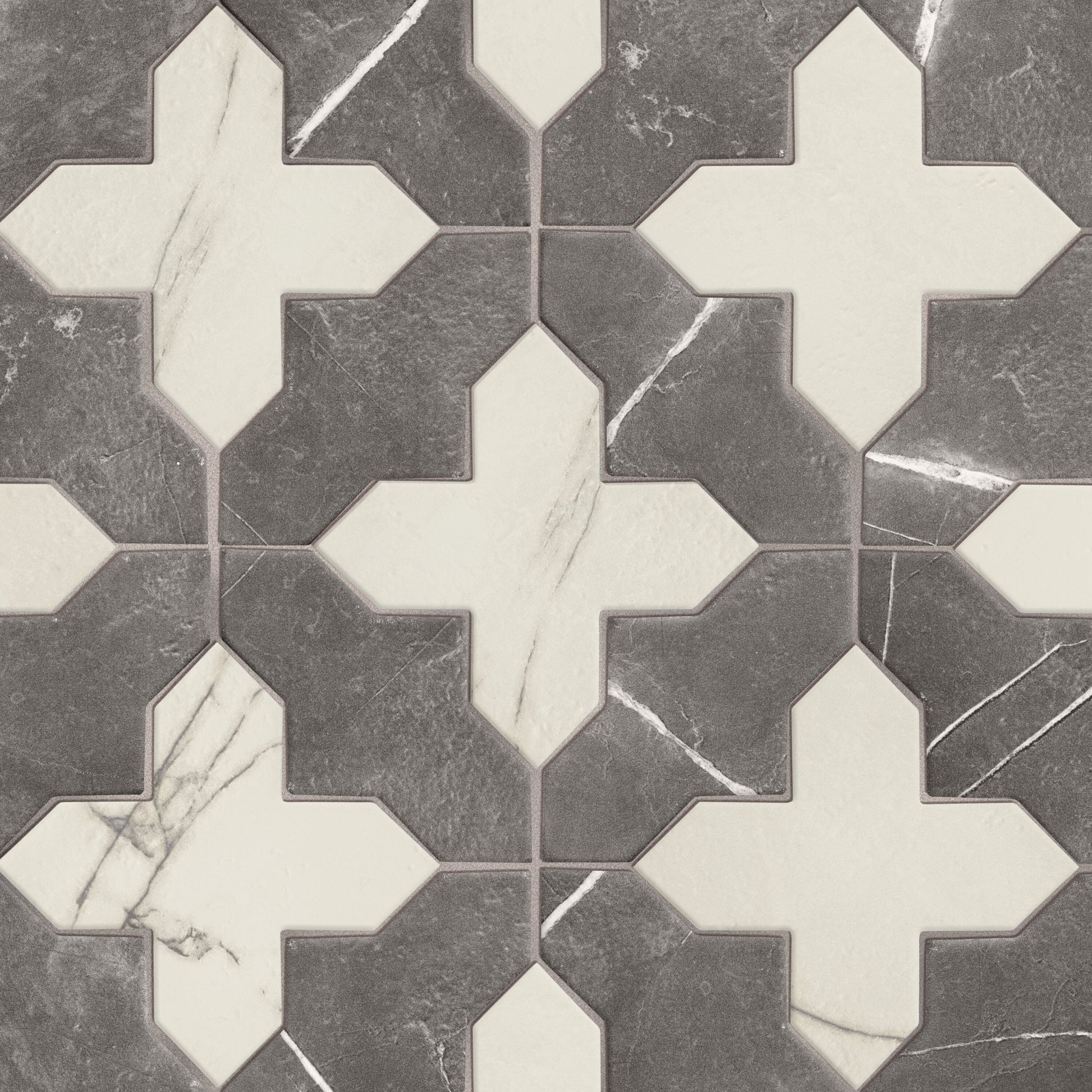 Affinity Tile Istanbul Templar Shield Night with Day Cross 8-in x 8-in Multi-finish Porcelain Marble look Multi-shaped Floor and Wall Tile product image