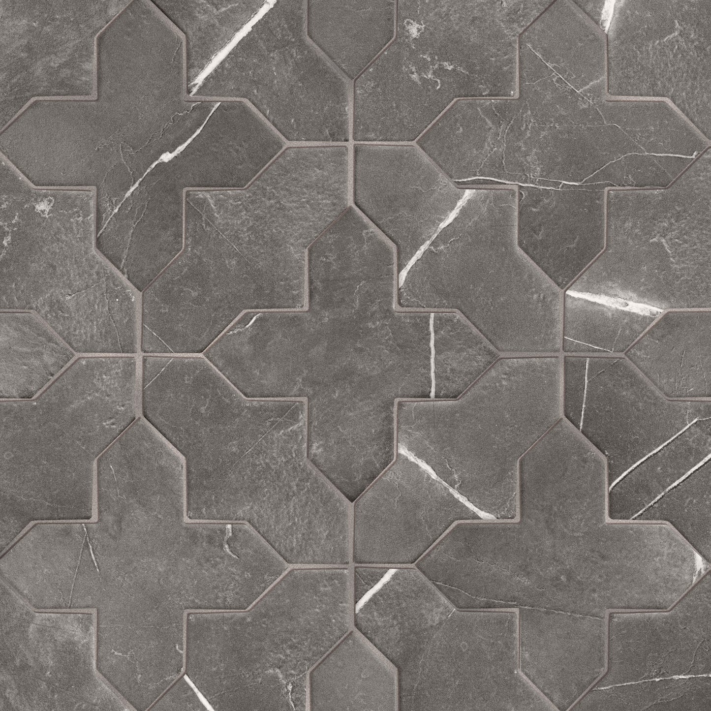 Affinity Tile Istanbul Templar Shield Night with Night Cross 8-in x 8-in Multi-finish Porcelain Marble look Multi-shaped Floor and Wall Tile product image