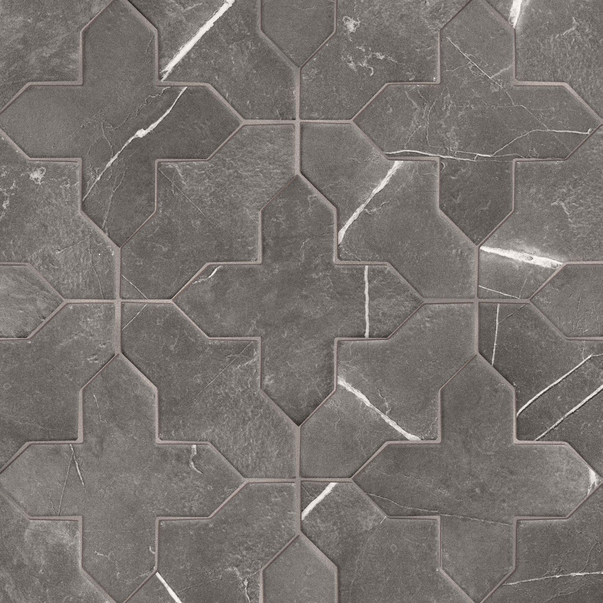Affinity Tile Istanbul Templar Shield Night with Night Cross 8-in x 8-in Multi-finish Porcelain Marble look Multi-shaped Floor and Wall Tile product image