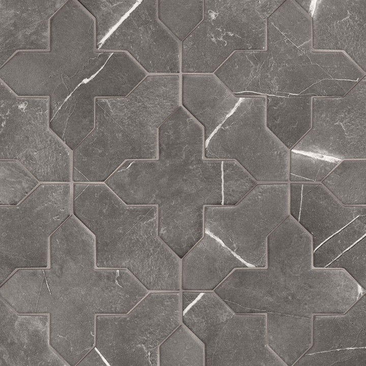 Affinity Tile Istanbul Templar Shield Night with Night Cross 8-in x 8-in Multi-finish Porcelain Marble look Multi-shaped Floor and Wall Tile product image