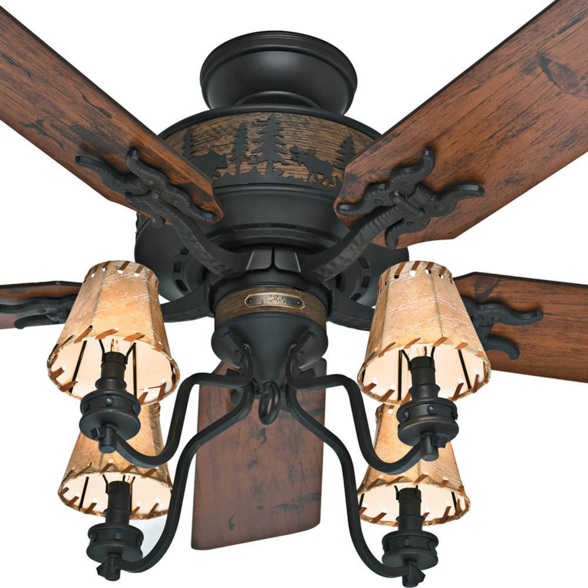 Hunter Adirondack 52-in Brittany Bronze Incandescent Indoor Ceiling Fan with Light, 5-Blade