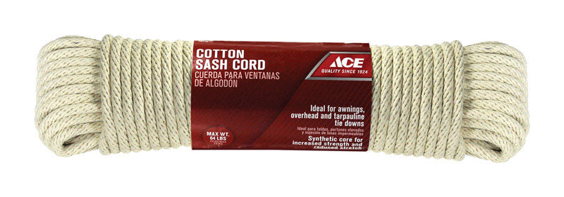 Ace 3/8 in. Dia x 100 ft White Solid Braided Cotton Sash Cord
