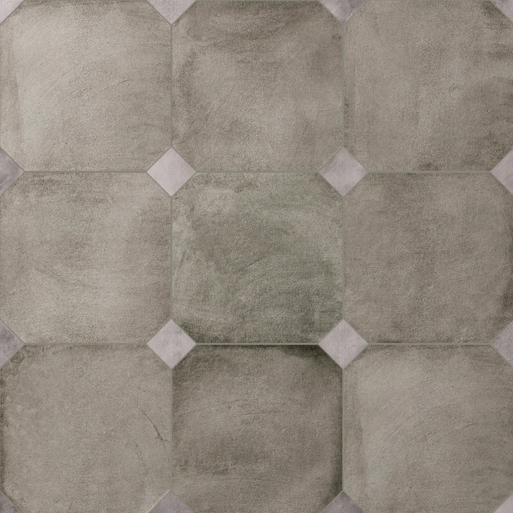 Affinity Tile Laverton Octagon Grafito with Taco Gris 8-in x 8-in Matte Porcelain Cement look Multi-shaped Floor and Wall Tile product image