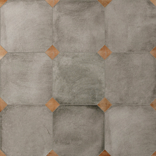 Affinity Tile Laverton Octagon Grafito with Taco Natural 8-in x 8-in Matte Porcelain Cement look Multi-shaped Floor and Wall Tile product image