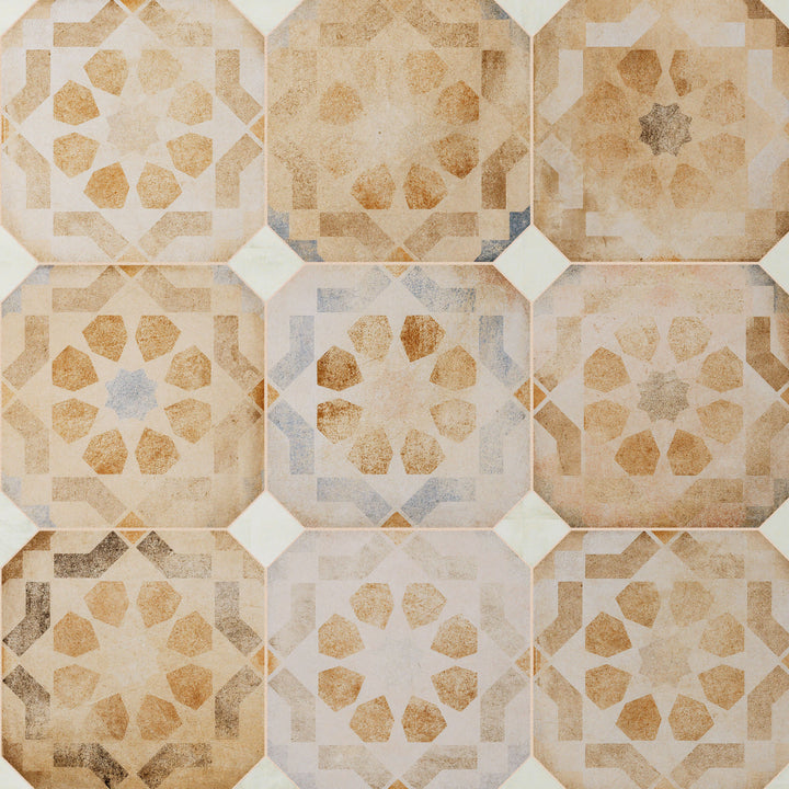 Affinity Tile Laverton Octagon Deco Multicolor with Taco Nieve 8-in x 8-in Matte Porcelain Cement look Multi-shaped Floor and Wall Tile product image