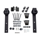 72 in. Black Classic Bent Strap Barn Style Sliding Door Track and Hardware Set - Super Arbor
