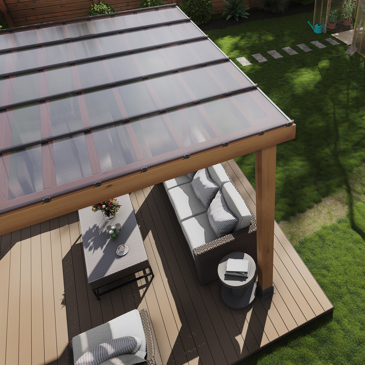 AmeriLux International TOPGAL Multiwall Pergola Roof Panel Kit, 10-ft x 10-ft, Standing Seam, Bronze Polycarbonate