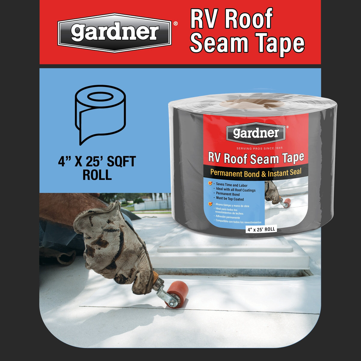 Gardner RV Roof Seam Tape, 4 in x 25 ft Roll