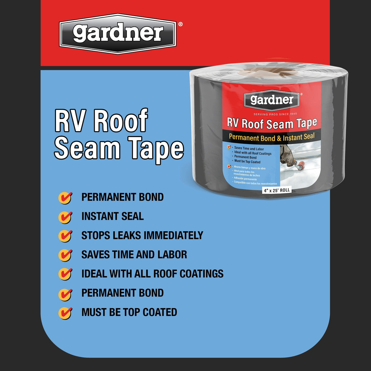 Gardner RV Roof Seam Tape, 4 in x 25 ft Roll