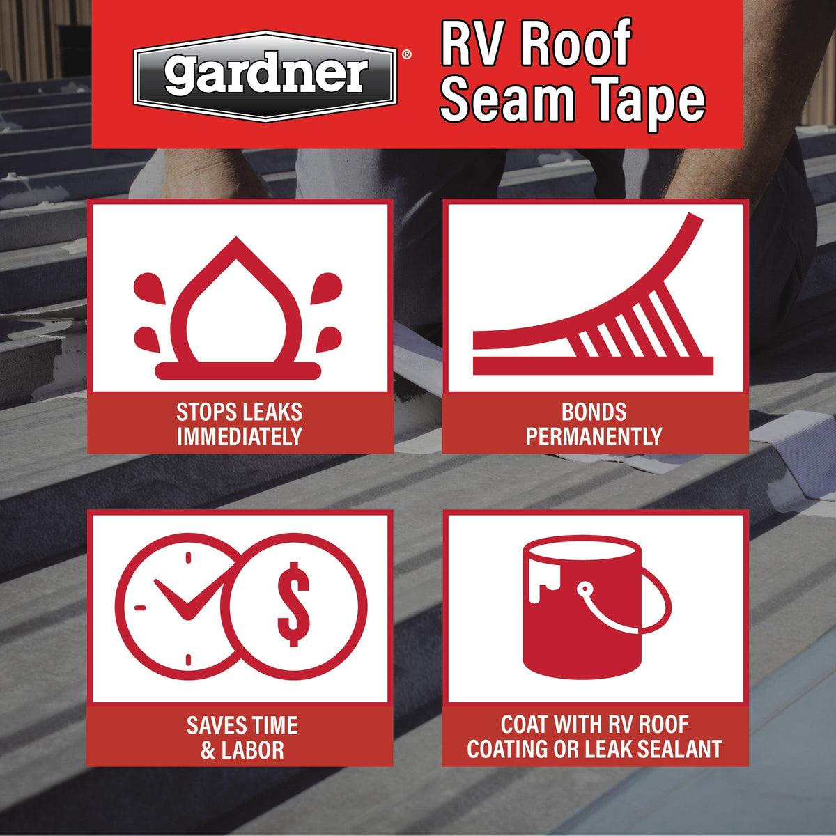 Gardner RV Roof Seam Tape, 4 in x 25 ft Roll