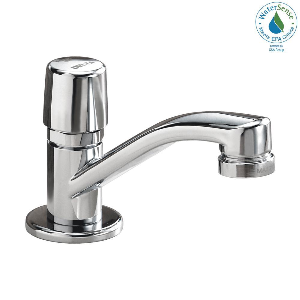 Single-Handle Metering Utility Faucet in Chrome - Super Arbor