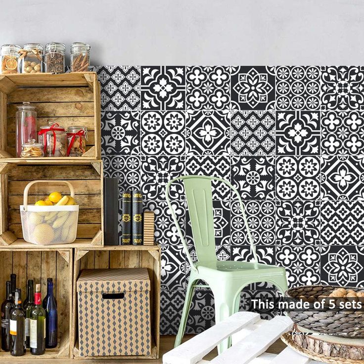 Goory 10 Pcs Moroccan Style Tile Sticker Backsplash Peel & Stick Kitchen Tile Decal, 8x8 Inches.