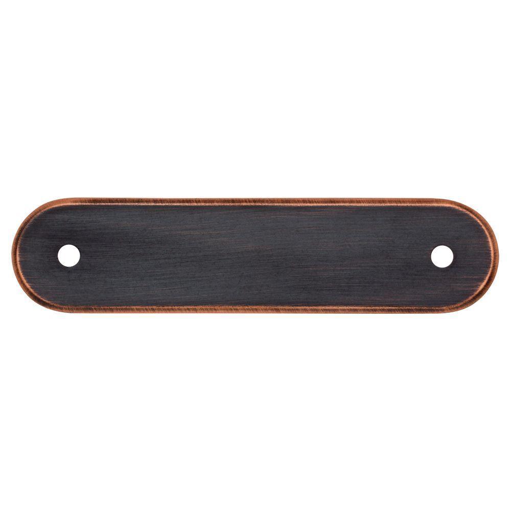 3 in. (76mm) Center-to-Center Venetian Bronze with Copper Highlights Oval Drawer Pull Backplate - Super Arbor