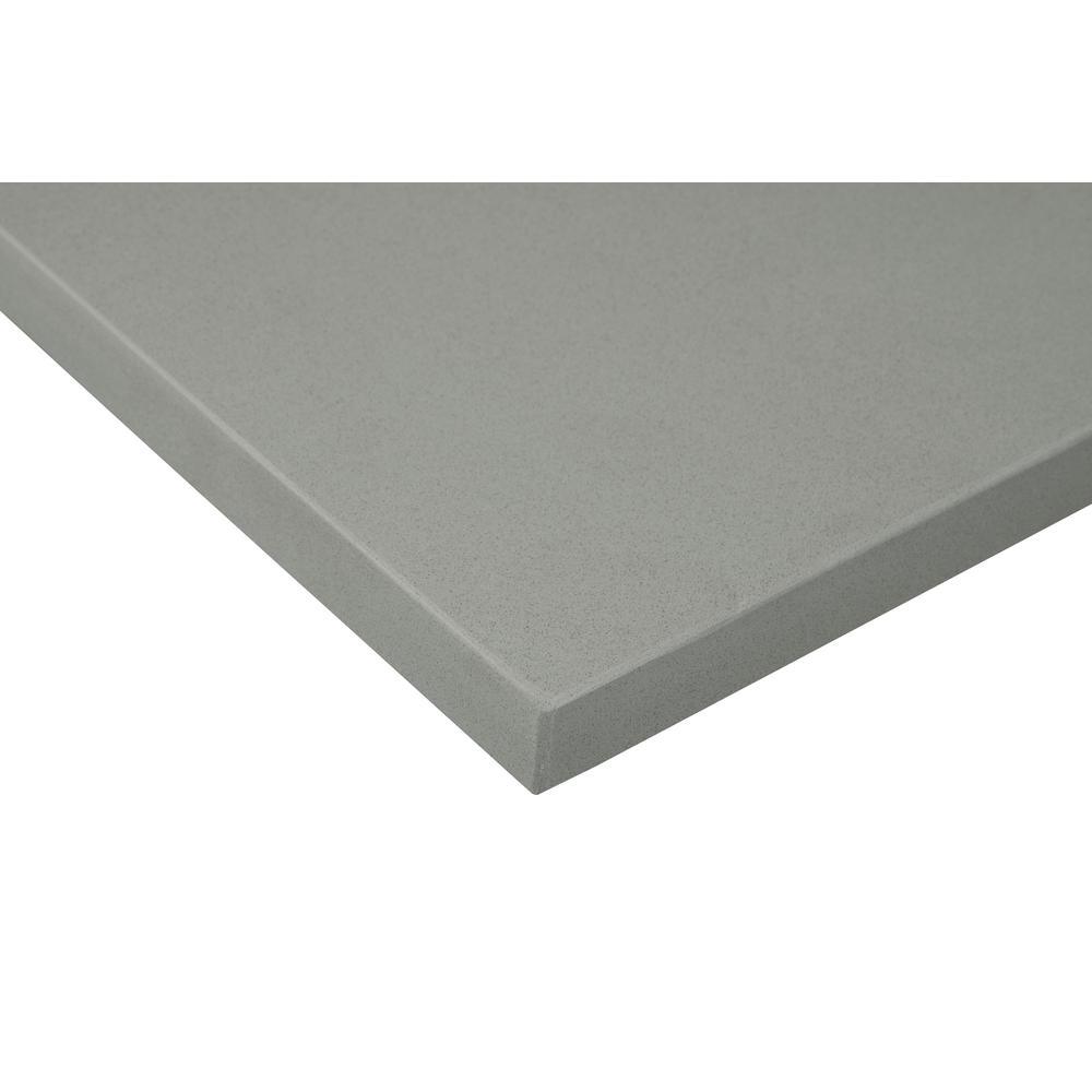 73 in. W x 22 in. D x 0.75 in. H Quartz Vanity Top in Earth Gray with White Basins - Super Arbor