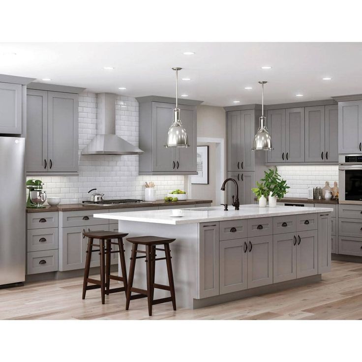 Home Decorators Collection Washington Veiled Gray Plywood Shaker Assembled Wall Kitchen Cabinet Soft Close 33 in W x 12 in D x 36 in H