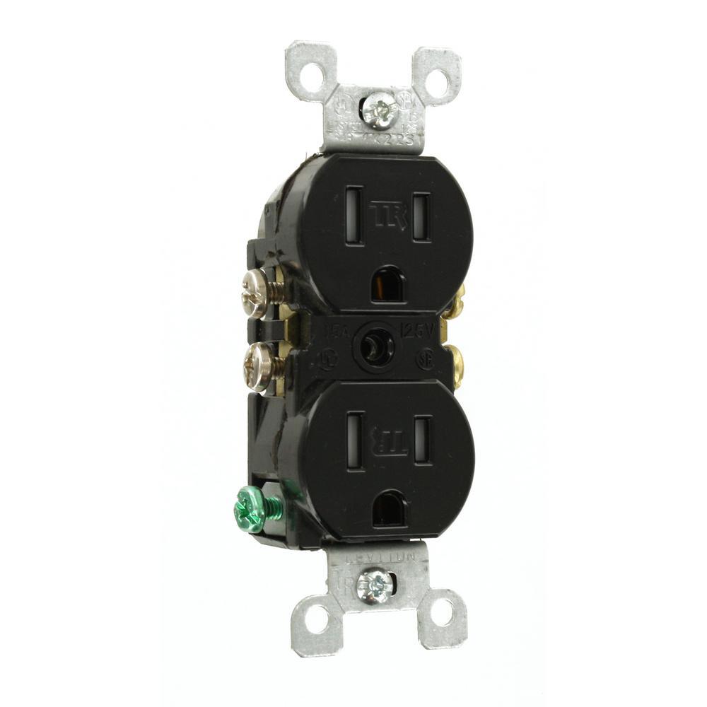 15 Amp Tamper Resistant Duplex Outlet, Black - Super Arbor