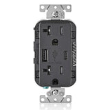 20 Amp Tamper Resistant Duplex Outlet with Type A and Type-C USB Chargers, White - Super Arbor