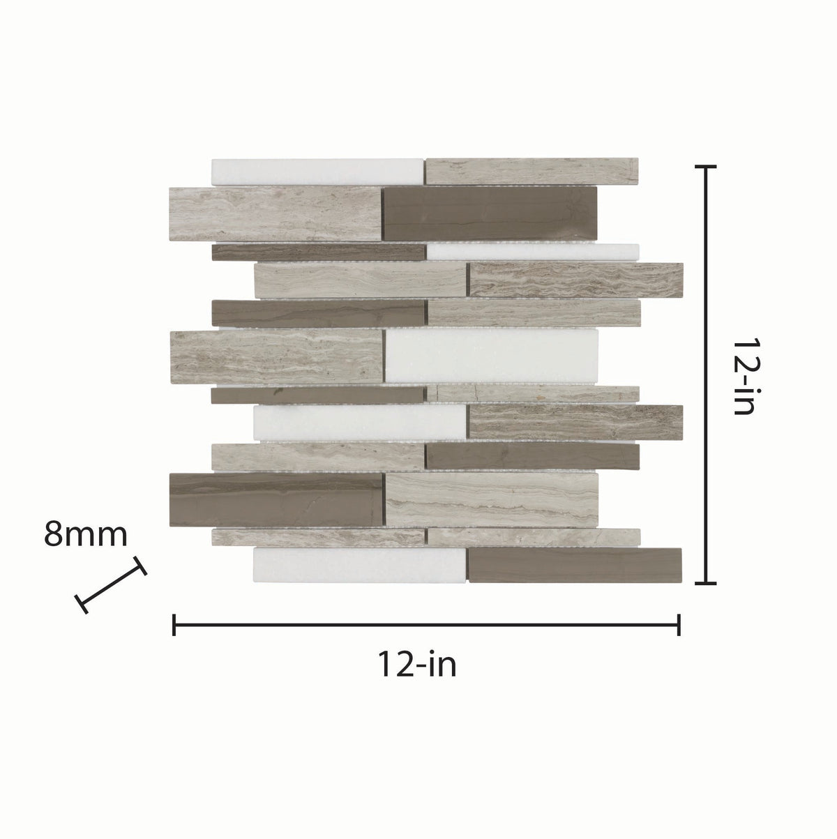 Elida Ceramica Stone Savvy Natural 12-in x 12-in Polished Marble Linear Mosaic Tile