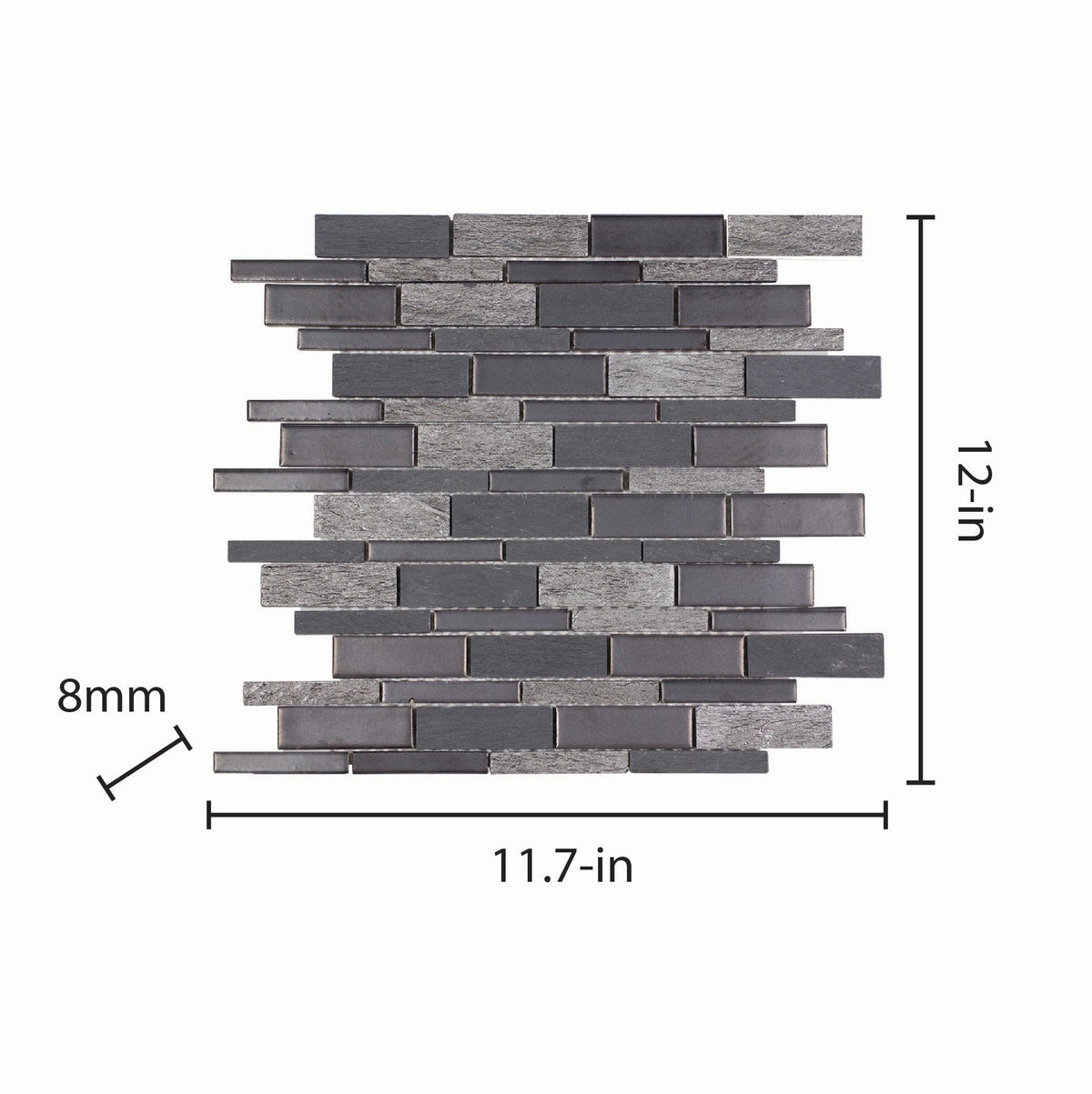 Elida Ceramica Dark Mountain 12-in x 12-in Crackled Ceramic/Stone Slate Linear Mosaic Wall Tile