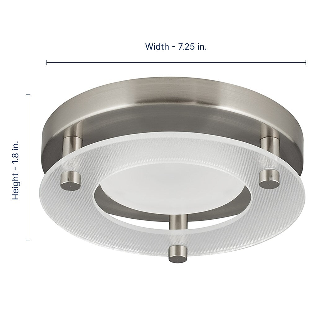 Progress Lighting 7.25-in Brushed Nickel Integrated LED Flush Mount Light, 3000K, 850 Lumens, Wet Rated