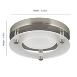 Progress Lighting 7.25-in Brushed Nickel Integrated LED Flush Mount Light, 3000K, 850 Lumens, Wet Rated
