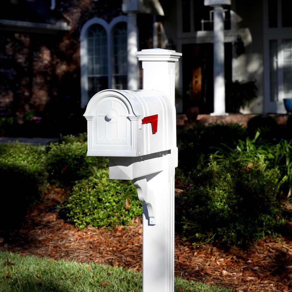 Manchester Steel and Aluminum White Post Mount Mailbox - Super Arbor